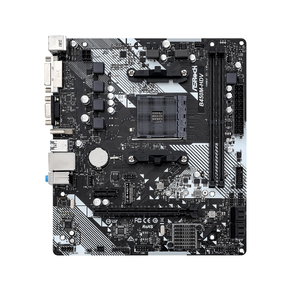 ASRock Motherboard B450M-HDV For AMD view 2